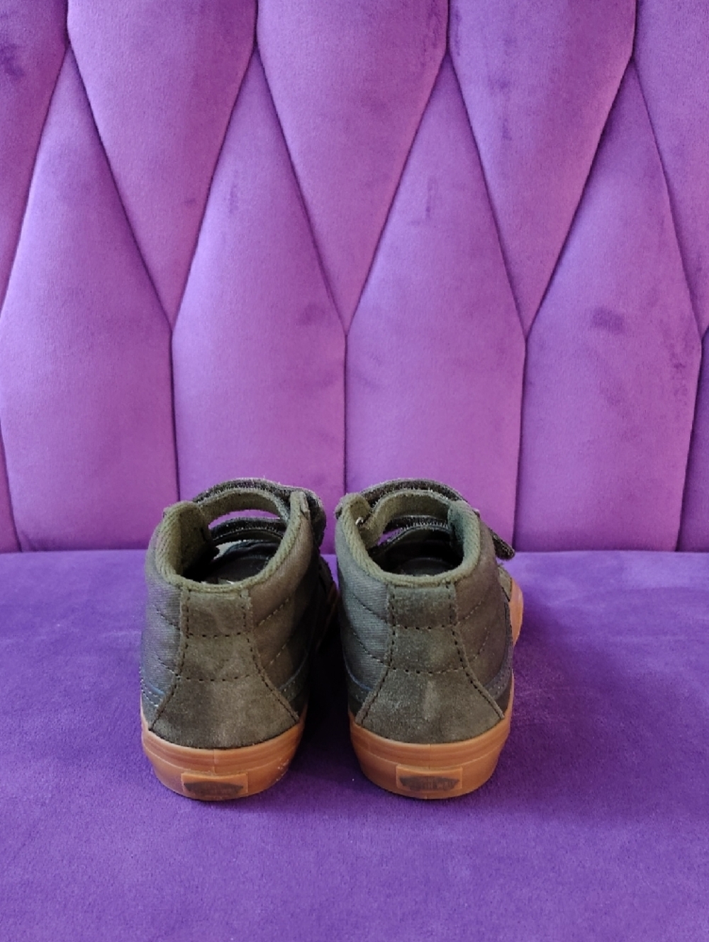 Vans Kids Olive Suede High-Top Sneakers with Gum Sole - Picture 4 of 5